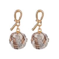 Fluffy Pom Pom Earrings, Zinc Alloy, with Caddice, gold color plated, fashion jewelry & for woman 