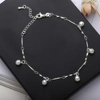 Brass Anklet, with 1.97inch extender chain, silver color plated, fashion jewelry & for woman Approx 7.87 Inch 