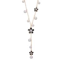 Zinc Alloy Sweater Chain Necklace, with Plastic Pearl, fashion jewelry & for woman Approx 65 cm 