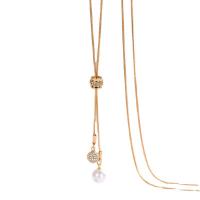 Titan Schmuck Halskette, Titanstahl, mit Kunststoff Perlen, Modeschmuck & für Frau & mit Strass, goldfarben, Länge:ca. 90 cm, verkauft von PC