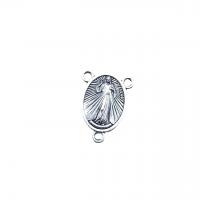 Zinc Alloy Charm Connector, Oval, antique silver color plated, vintage & DIY & 2/1 loop Approx 