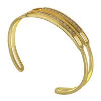 Brass Cuff Bangle, gold color plated, fashion jewelry & micro pave cubic zirconia & for woman, 11mm, Inner Approx 58mm 