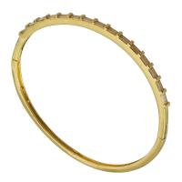 Brass Bangle, gold color plated, fashion jewelry & micro pave cubic zirconia & for woman, 57*51mm,2.5mm 