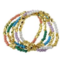 Bracelets en laiton, Placage de couleur d'or, bijoux de mode & pour femme, plus de couleurs à choisir, 3*4*4mm,5*4*4mm Environ 6 pouce, Vendu par PC
