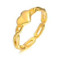 Stainless Steel Finger Ring, 304 Stainless Steel, Heart, Vacuum Ion Plating, fashion jewelry & for woman, golden, 5.5mm 