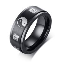 Titanium Steel Finger Ring, fashion jewelry & for man, black 