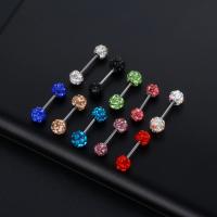 Stainless Steel Rhinestone Stud Earring, 316L Stainless Steel, fashion jewelry & Unisex & with rhinestone 0.8*6mm,4mm 
