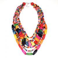 Fashion Multi Layer Necklace, Wood, fashion jewelry & multilayer & for woman, mixed colors Approx 21.65 Inch 