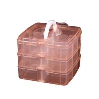 Plastic Bead Container, Polypropylene(PP), Square, three layers & dustproof & transparent & 18 cells 