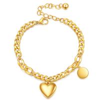 Titanium Steel Bracelet & Bangle, with 2inch extender chain, Heart, plated, Korean style & for woman 15mm Approx 6.7 Inch 