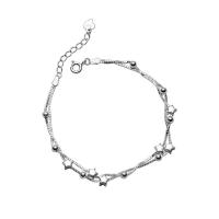Brass Bracelets, with 1.18inch extender chain, silver color plated, fashion jewelry & for woman Approx 6.69 Inch 