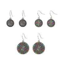 Enamel Zinc Alloy Drop Earring, antique silver color plated, three pieces & fashion jewelry & for woman 