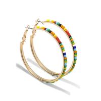 Glass Seed Beads Earring, Zinc Alloy, with Seedbead, gold color plated, fashion jewelry & for woman, multi-colored 