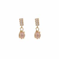 Zinc Alloy Drop Earring, gold color plated, fashion jewelry & micro pave cubic zirconia & for woman 