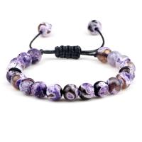 Agate Bracelets, Fire Agate, with Wax Cord, Adjustable & fashion jewelry & Unisex 8mm Approx 6.69-11.02 Inch 