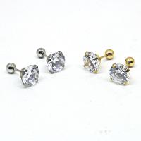 Stainless Steel Cubic Zirconia Stud Earring, 316L Stainless Steel, plated, polished & Unisex & micro pave cubic zirconia 
