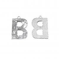 Zinc Alloy Alphabet Pendants, Letter B, antique silver color plated, DIY Approx 2mm, Approx 