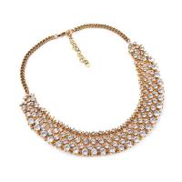 Rhinestone Zinc Alloy Necklace, with 6cm extender chain, plated, with rhinestone 30mm cm 