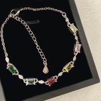 Bracelets en laiton, avec cristal, Motif géométrique, Plaqué de platine, bijoux de mode & pour femme Environ 6.3 pouce, Vendu par PC