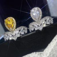 Anilo de dedo de latón, metal, Gota, chapado en color de plata, ajustable & para mujer & con diamantes de imitación, más colores para la opción, tamaño:6-8, Vendido por UD