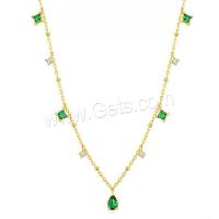 Cubic Zircon Micro Pave Brass Necklace, plated, fashion jewelry & micro pave cubic zirconia & for woman Approx 17 Inch 
