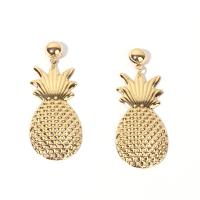 Zinc Alloy Stud Earring, Pineapple, gold color plated, fashion jewelry & for woman, golden 