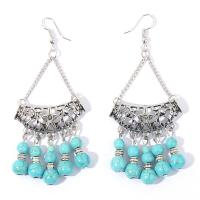 Turquoise Zinc Alloy Earring, with turquoise, silver color plated, vintage & fashion jewelry & for woman 