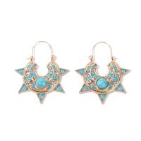 Turquoise Zinc Alloy Earring, with turquoise, fashion jewelry & for woman & enamel, blue 