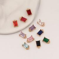 Cubic Zirconia Brass Pendants, Rectangle, real gold plated, DIY & micro pave cubic zirconia 