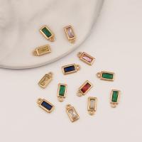 Pendentifs en laiton zircon cubique (CZ), rectangle, Plaqué d'or, DIY & pavé de micro zircon, plus de couleurs à choisir Vendu par sac