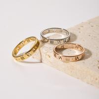 Titanium Steel Finger Ring, 18K gold plated, fashion jewelry & with roman number & Unisex 4mm 