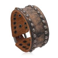 Cowhide Bracelets, with Zinc Alloy, handmade, fashion jewelry & Unisex, brown .5 cm 