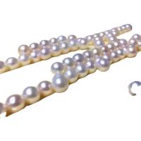 Half Drilled Cultured Freshwater Pearl Beads, Round, Natural & DIY & half-drilled, white 