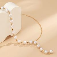 Collar de perlas de plástico, metal, con Perlas plásticas, con 2.7inch extender cadena, chapado en color dorado, Joyería & diferentes estilos para la opción & para mujer, longitud:aproximado 13.7 Inch, aproximado 17.7 Inch, Vendido por UD