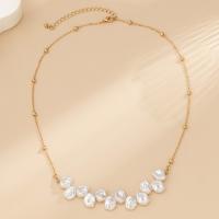 Plastic Pearl Necklace, with brass chain, plated, fashion jewelry & for woman 