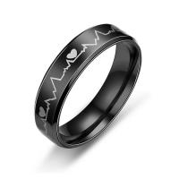 Stainless Steel Finger Ring, 304 Stainless Steel, fashion jewelry & Unisex black, 6mm 