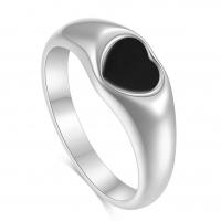 Titanium Steel Finger Ring, Heart, Vacuum Ion Plating & for woman & epoxy gel 7.5mm 