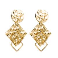 Zinc Alloy Drop Earring, Rhombus, gold color plated, for woman, golden 