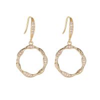 Cubic Zirconia Micro Pave Brass Earring, gold color plated, fashion jewelry & micro pave cubic zirconia & for woman & hollow 