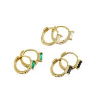 Cubic Zirconia Micro Pave Brass Earring, Geometrical Pattern, plated, micro pave cubic zirconia & for woman 