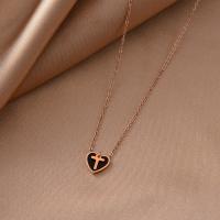 Titanium Steel Jewelry Necklace, with 5cm extender chain, Heart, fashion jewelry & for woman, rose gold color Approx 38 cm 