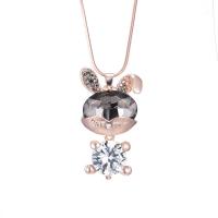Кристалл ожерелье с цинковым сплавом, цинковый сплав, с Кристаллы, Заяц, плакированный цветом розового золота, ювелирные изделия моды & Женский, 50mm, длина:Приблизительно 65 см, продается PC