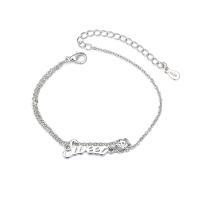 Zinc bracelets en strass en alliage , alliage de zinc, avec 1.38inch chaînes de rallonge, Placage de couleur argentée, bijoux de mode & pour femme & avec strass Environ 6.3 pouce, Vendu par PC