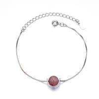 Quartz Bracelets, Zinc Alloy, with Strawberry Quartz, silver color plated, fashion jewelry & for woman Approx 7.48 Inch 