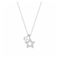 Titanium Steel Jewelry Necklace, Zinc Alloy, with Titanium Steel, with 3.5cm extender chain, Star, fashion jewelry & for woman & with rhinestone, silver color Approx 39.5 cm 