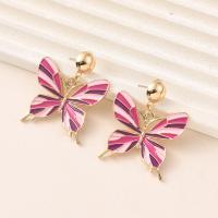 Zinc Alloy Stud Earring, Butterfly, gold color plated, fashion jewelry & for woman & enamel 