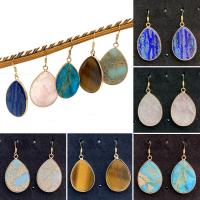 Gemstone Drop Earring, Zinc Alloy, with Natural Stone, Teardrop, fashion jewelry & for woman 