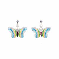 Resin Zinc Alloy Earring, with Resin, Butterfly, fashion jewelry & for woman 