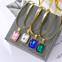 Crystal Zinc Alloy Necklace, with Crystal, gold color plated, fashion jewelry & for woman cm 