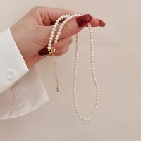 Freshwater Pearl Brass Necklace, with Brass, with 5.5cm extender chain, 14K gold plated, Natural & fashion jewelry & for woman, white cm 